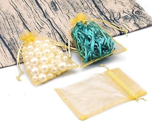 G2PLUS Gold Organza Gift Pouches, 10x15 CM Medium Organza Favour Bags, 100 PCS Wedding Jewelry Bags - Image 4