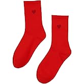 OYOANGLE Women's 1 Pairs Casual Heart Print Crew Socks Athletic Ankle Dress Socks