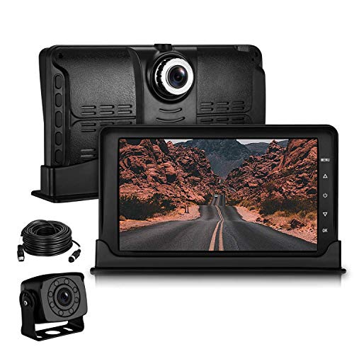 ZSMJ Backup Camera Dash Camera High-Speed Observation DVR System for RVs/Trucks/Trailers/Motorhomes 7 inch FHD 1080P G-Sensor, Motion Detection&Loop Recording, IP69K Waterproof Night Vision