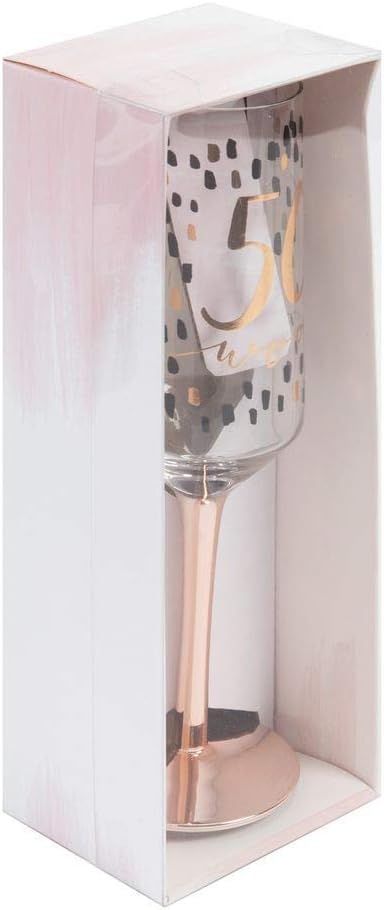 Widdop and Co Hotchpotch Luxury Champagne Prosecco Flute Glass Rose Gold Stem 50th Birthday - Image 3
