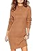 Clothink Women Clothink Women Brown Stretchable Elasticity Plain Cable Knit Sweater Dress
