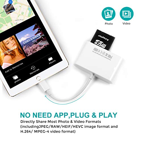 SD Card Reader, HOMFUL 3 in 1 SD &TF Memory Card Reader Adapter to Phone Pad with USB 2.0 Female OTG Adapter, USB Digital Camera Reader, Trail Game Camera Viewer for Phone Pad,No App Required-White - Thumbnail 3
