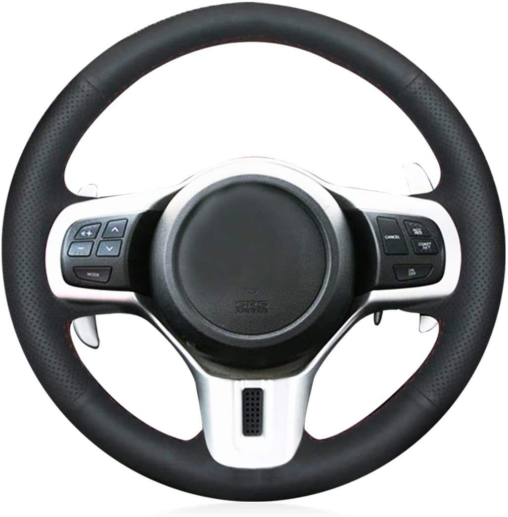 Black Genuine Leather Steering Wheel Cover for 2009 2010 2011 2012 2013