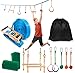 Ninja Obstacle Course Kit with 7 Hanging Swing Obstacles Warrior Training with 40FT Slackline 2 Gymnastic Rings 3 Monkey Fists Monkey 2 Mokey Bar Holds 2 Tree Protector