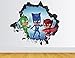 PJ Masks Wall Decal Smashed 3D Sticker Vinyl Decor Mural Art Kids - Broken Wall - 3D Designs - AH57 (Small (Wide 22" x 16" Height))