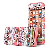 iPod Touch 6 Case,iPod Touch 5 Case ,ULAK [Colorful Series] Anti-slip iPod Touch Case Hard PC+Soft Silicone Hybrid Dust Scratch Shock Resistance Cover for iPod touch 5 6th Gen(Purple Tribal/Neo Red)