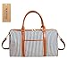 BAOSHA HB-25 Ladies Women Canvas Holdalls Weekender Bag Travel Duffel Tote Bag Weekend Overnight Travel Bag Handbags with Strips and PU Leather Decoration (Blue)