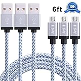 Atill Micro USB Cable 3 Pack 6ft High Speed Nylon Braided Charging Cord for , for Samsung, Nexus, LG, HTC, Motorola, Android Smartphones, Tablets and More