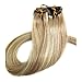 15inch Clip in Natural Hair Extensions Strawberry Blonde with Highlights Remy 100% Real Hair Extensions Clip in Blayage Silky Straight Shedding Free 70g 7Pcs(#27-613)