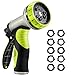 VicTsing 2nd Version Garden Hose Nozzle, 9 Patterns Heavy-Duty Spray Nozzle with 10 Washers, High Pressure and Slip Resistant TPR Cover for Garden Life
