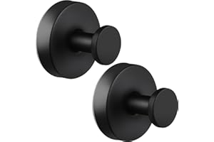 Dntorx Vacuum Suction Cup Hooks, 2 Pack Stainless Steel Suction Hooks for Shower Bathroom Towel Hook Shower Hooks Holders Hanging Towels, Loofah, Robe, Coat(Black)