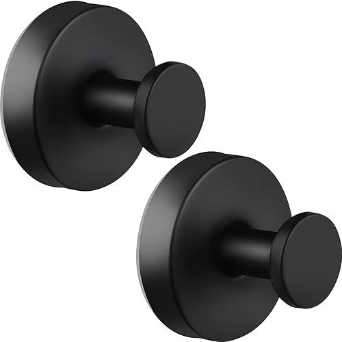 Dntorx Vacuum Suction Cup Hooks, 2 Pack Stainless Steel Suction Hooks for Shower Bathroom Towel Hook Shower Hooks Holders Hanging Towels, Loofah, Robe, Coat(Black)