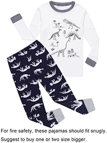 Dinosaur Big Boys' Cotton Pajamas Set 2 Piece Sleepwears Pjs Size 8