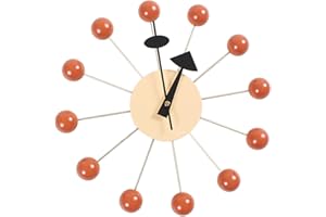 WUIOAUSXN Wooden Ball Wall Clock Decor Creative Midcentury Modern Starburst Clock for Elegant Home Decor Starburst Ball Wall,