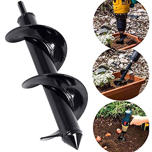 Auger Drill Bit- Garden Plant Flower Bulb Auger 3" x 10 " Inch Rapid Planter -Spiral Drill Bit for Tulips, Iris, Bedding Plants and Digging Weeds Roots - Thumbnail 2