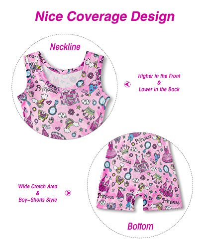 Kids4ever Leotards for Girls Gymnastics Pink Toddler Unitard Sparkly Biketards with Shorts 4T 5 T