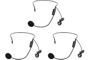 Hilitand Portable Voice Amplifier Speaker, 3Pcs Mini 3.5mm Wired Head-Mounted Headset Microphone Condenser Mic for Teachers, 