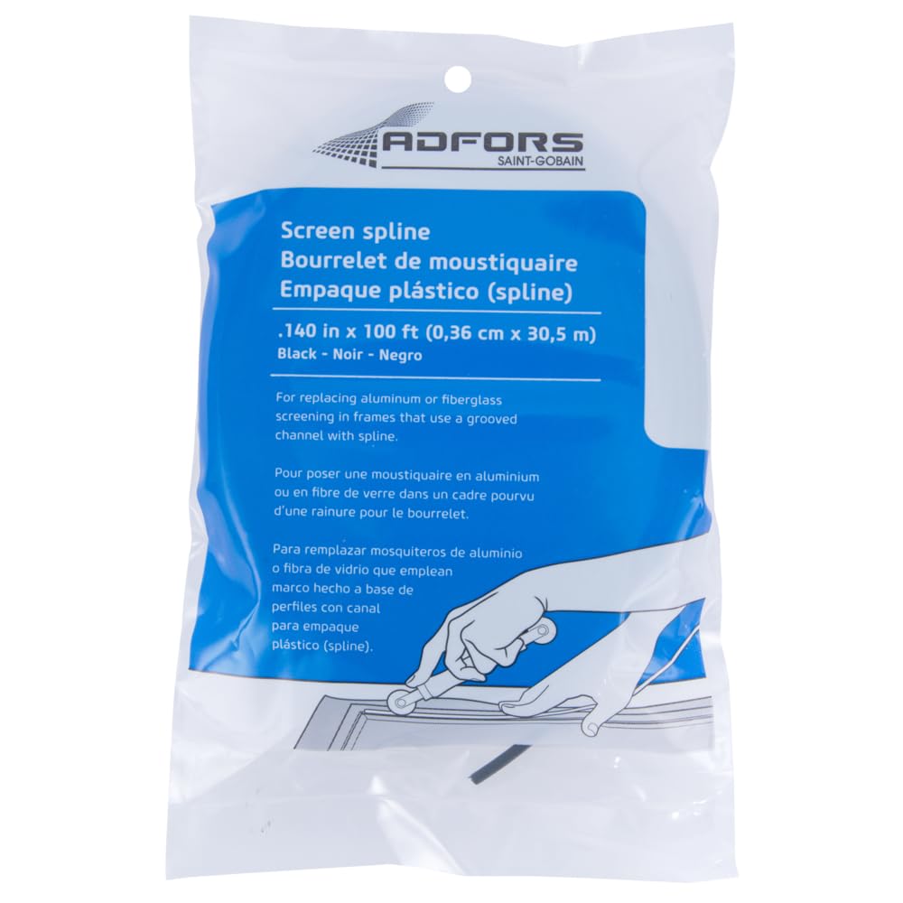 ADFORS FSP8522 Window Screen Spline, Black, 0.140" x 100'