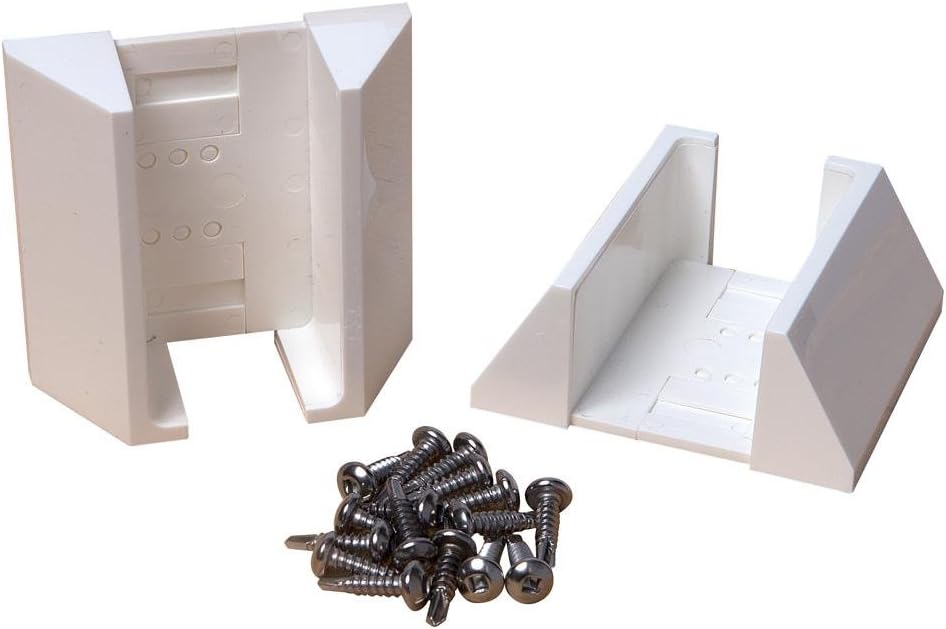 Amazon Com Outdoor Essentials Adjustable White Vinyl Fence Bracket Kit 2 Pack Home Improvement