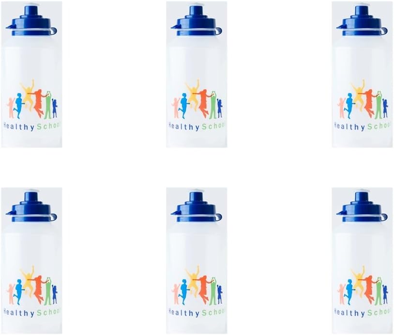 School Water Drinks Bottles x 6 - Name Panel on Rear - 500ml - BPA Free