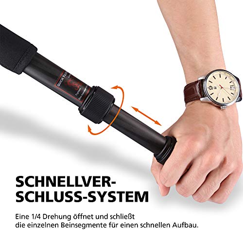 Rollei C5I I Schwarz I leichtes Foto-Stativ aus Carbon I Reise-Stativ mit Kugelkopf und Stativtasche I Verwendbar als Macrostativ, Einbeinstativ/Monopod und Ministativ I Arca Swiss Platte – Bild 5