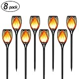 8-Pack Solar Torch Lights with Flickering Flames for Halloween Decorations Outdoors Garden Path Light, Waterproof Landscape Lighting for Pathway, Yard, Patio, Lawn, Porch, Christmas Lights Decor