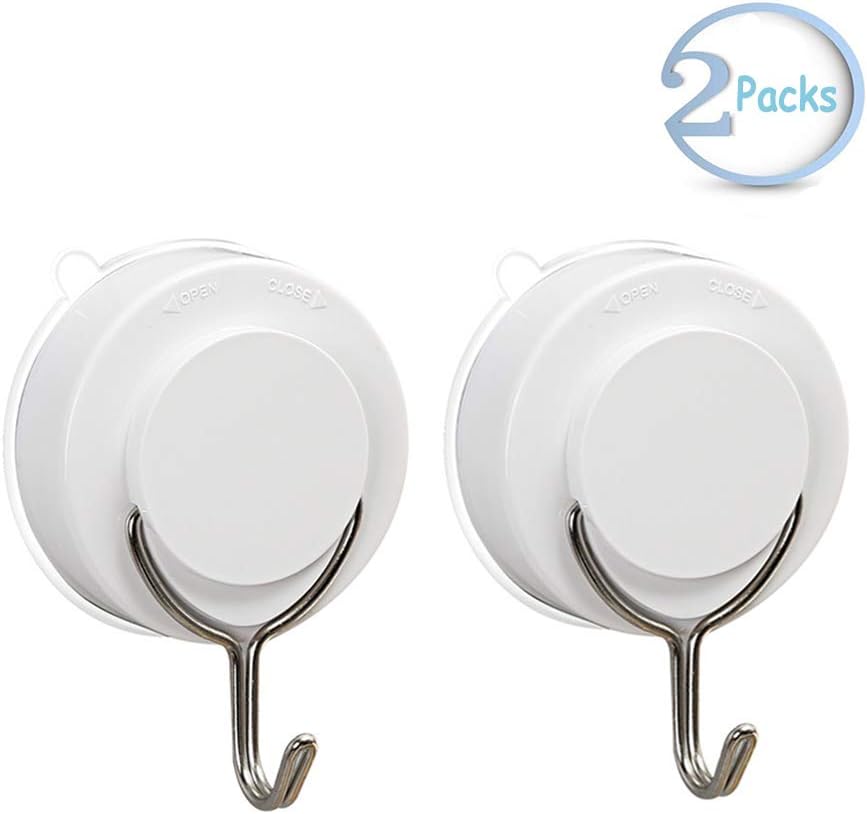 VIS'V Suction Cup Hooks, Waterproof Removable Heavy Duty Vacuum Suction Hooks Locking Window Glass Kitchen Bathroom Wall Hooks Hanger for Towel Loofah Sponge Cloth Key - White
