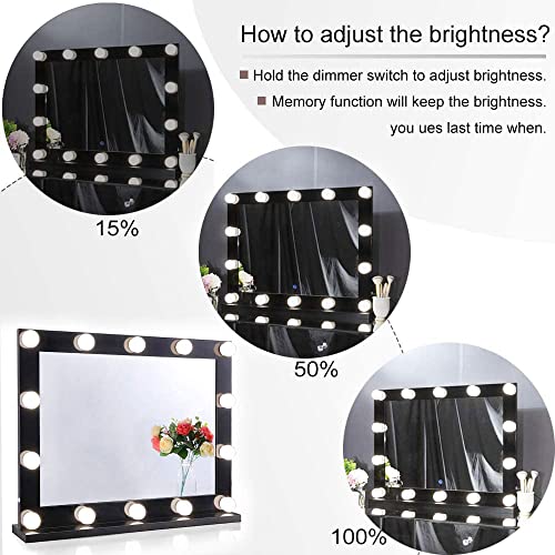 Chende Hollywood Vanity Mirror with Lights, 31.5" X 23.6" Large Lighted