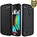 LG K7 Case, LG Tribute 5 Case, ATUS - Slim Dual Layers [ Shockproof ] Textured Pattern Grip Cover with Screen Protector (Black/Black)