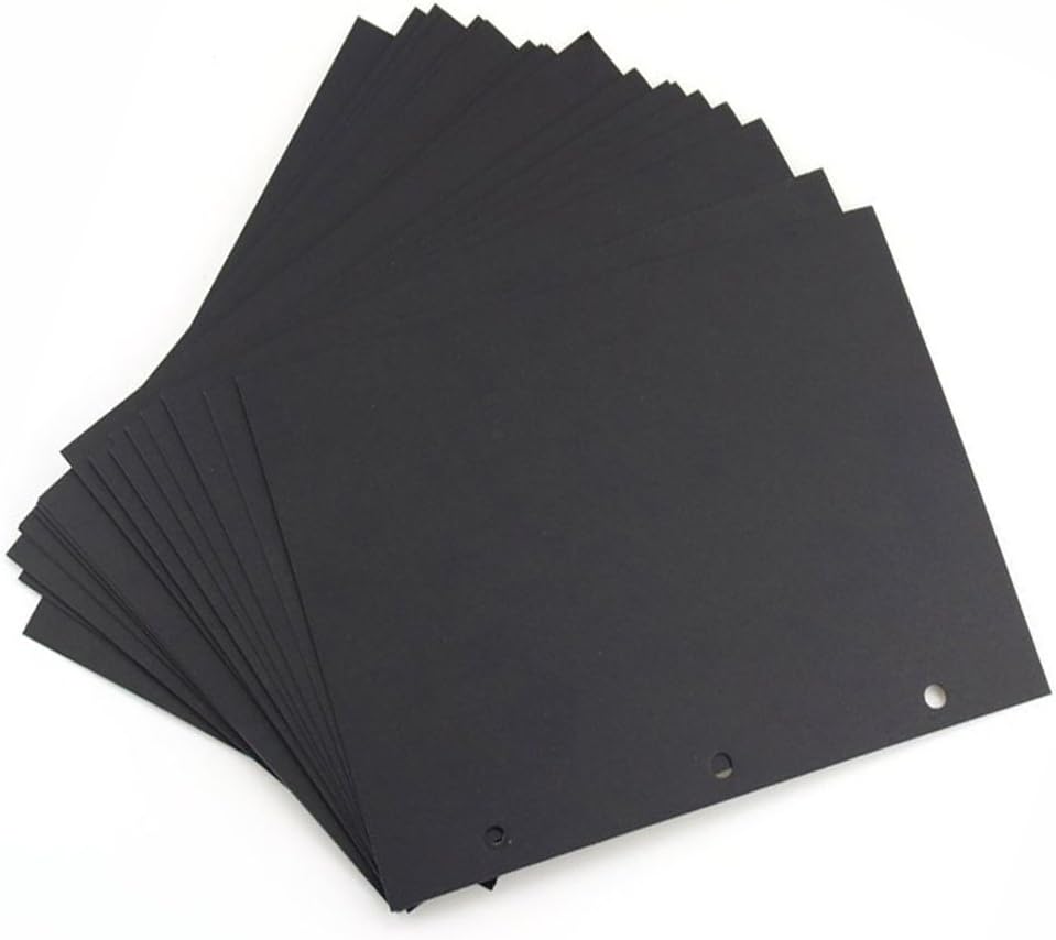 Scrapbooking Paper 7.5'' x 9'' (L x W) Black Blank Refill pages for 8'' x 9.8'' Photo Album Pack of 20 Sheets