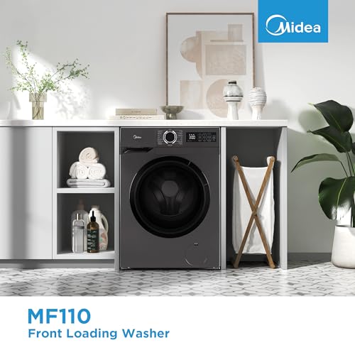 Midea 7Kg Front Load Washing Machine,1200 RPM, Power Mix with Drum Clean, 15 Programs, BLDC Inverter Motor, Titanium, MF110W70B/T-GCC