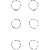 925 Sterling Silver Small Hoop Earrings Set - 14K White Gold Plated Silver Hoop Earrings | Tiny Endless Huggie Hoop Earring Cartilage Earrings for Women