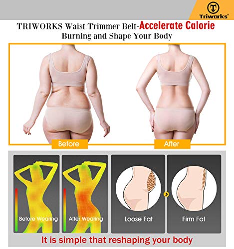 TRIWORKS Waist Trimmer-Shaper Body Slimming Waist Band-Sweat Waist Cincher Trainer Belt for Women-Girdles Workout Belt (Black, Waist size 30\