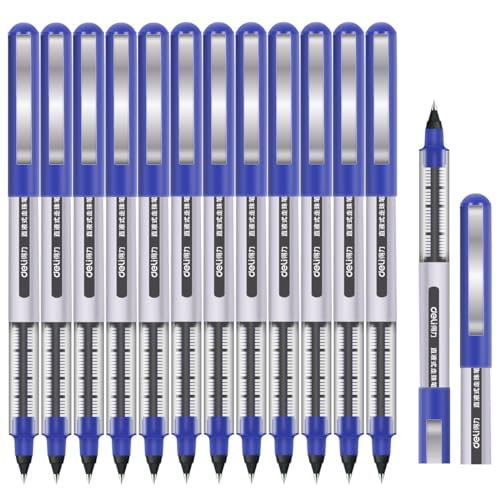 GXR Rollerball Pens, 12 PCS 0.5mm Extra Fine Point Pens, Quick-Drying Ink Rolling Ball Pens, Blue Liquid Ink Pen for Office, Home, Company, School-Blue โ image 1
