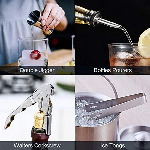 NXYJD 22 stücke Cocktail Shaker Set, Barwerkzeugset mit stilvollen Bambusständer Bartending Kit für Zuhause, Bars… – Bild 7