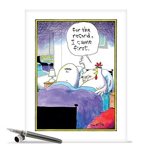 NobleWorks - 1 Jumbo Funny Birthday Card with Envelope (8.5 x 11 Inch) - Birthday Occasion Humor, Group Cartoon Card - I Came First J4753BDG