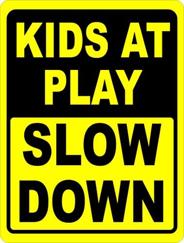Kids at Play Slow Down Sign. 18x24 Metal. Help Keep Children Safe in Neighborhood. Free Shipping. MAde in USA