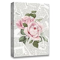 Canvas Wall Art Flower On The Newspaper Canvas Prints Home Artwork Decoration for Living Room,Bedroom - 12x18 inches