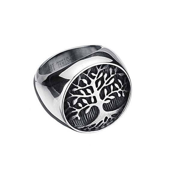 JAJAFOOK-Mens-316L-Stainless-Steel-Ring-Classic-Gothic-Tree-of-Life-Black-Silver