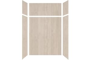 Transolid EWKX603696-45 Expressions 6-Panel Shower Wall Kit with Extension, 36-in L x 60-in W x 96-in H, Bleached Oak