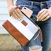 Madi-Collection-Wristlet-Wallet-Clutch-Phone-Purse-Bag-3-Size-Gray-White-Stripe-Funky-Monkey-Fashion