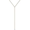 PAVOI 14K Gold Plated Drop Lariat Chain for Women - Gold Cubic Zirconia Long Necklace - Station Star Layered Beaded Y Necklace