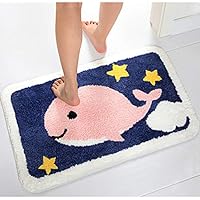 Pragovle Memory Foam Bath Mat Non Slip Absorbent Super Cozy Velvet Doormat for Bathroom and Livingroom Rug Carpet Grey Bath (2032inch, Whale)