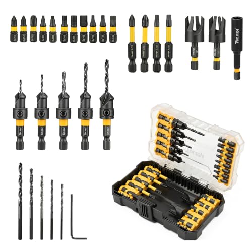 TOLESA Countersink Drill Bit Set, 29 PCS Counter Sink Drill Bit for