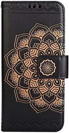 Gelusuk Samsung Galaxy S8 Plus Case,Samsung Galaxy S8 Plus Leather Case,Mandala Flower Design Luxury PU Leather Flip Notebook Style Wallet Full Body Protective Case with Card Slots&Magnetic Closure&Stand Function Case Cover for Samsung Galaxy S8 Plus-Black,Mandala