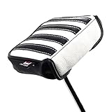 Craftsman Golf Black with White Stripes Square Mallet Putter Cover For Odyssey PGX Taylormade Spider Putter (Square Mallet Cover)
