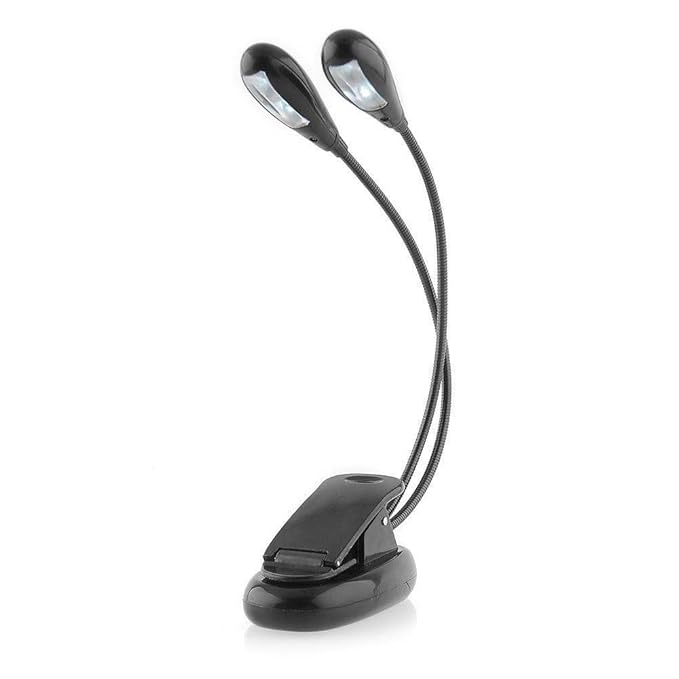 Samplus Flexible 2 Dual Arm Clip On 4 LED Light Lamp for Book Reading Tablet Lamp