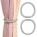 Manfore Magnetic Curtain Tiebacks, 2 Pack Convenient Drape Tieback, Decorative Rope Holdback Holder for Big, Wide or Thick Window Drapries (19 Inch Long, Silver)
