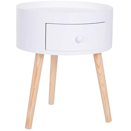 Homcom Modern Round Coffee Table Wooden Side Table Living Room