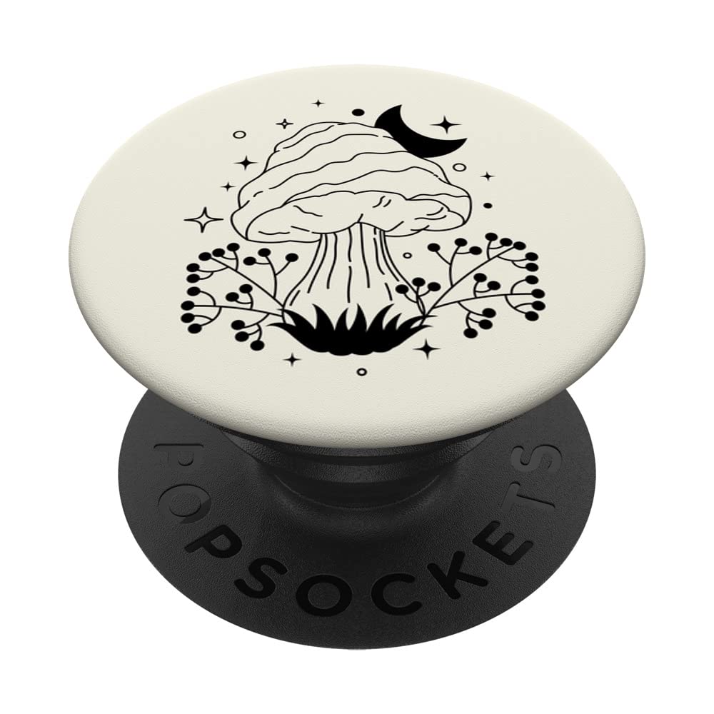 Celestial Moon Mushroom - Cottagecore Mushroom Beige Pastel PopSockets Swappable PopGrip